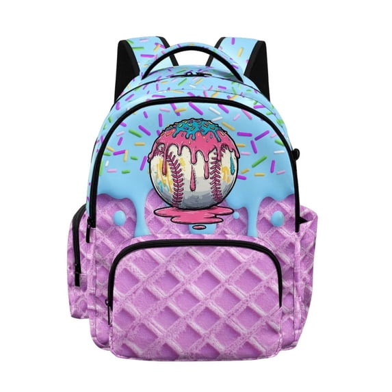 Xoenoiee Baseball Ice Cream Star Print Kids Backpack for Boys Girls Preschool Kindergarten Elementary School Backpack Bookbag Schoolbag Travel Daypack with Adjustable Padded Straps