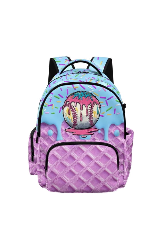 Baseball Ice Cream Star Print Kids Backpack for Boys Girls Preschool Kindergarten Elementary School Backpack Bookbag Schoolbag Travel Daypack with Adjustable Padded Straps
