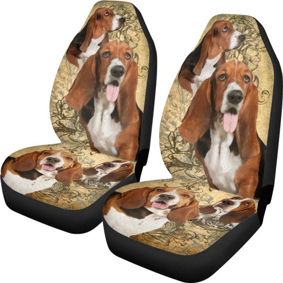 Xoenoiee Basset Hound Dog Pattern Car Seat Cover Soft Breathable Material, Auto Seat Protector Seat Cover for Cars Trucks and Vans SUV Sedan