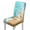 thumbnail image 1 of Xoenoiee Beach Starfish Seashell Print Dining Chair Covers, Stretch Parsons Slipcover with Elastic Band, Spandex Chair Seat Protectors for Dining Room, Hotel, Ceremony, 1 Pack, 1 of 7