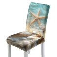 thumbnail image 1 of Xoenoiee Beach Starfish Seashell Print Waterproof Dining Room Chair Cover, Stretch Jacquard Parson Chair Slipcover Removable Washable Chair Protector for Home, Restaurant, Banquet, 1 Pack, 1 of 7