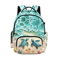 thumbnail image 1 of Xoenoiee Beach Turtle Starfish Seashell Heart Print 17 Inch Backpack for Girls Teens, Lightweight Large Capacity Bookbag School Bag Rucksack for Kindergarten Primary Middle School Students, 1 of 7