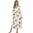 thumbnail image 1 of Xoenoiee Bee Daisy Print Women's Long Sleeve Nightgown Full Length Sleepwear Button Down Long Sleepshirts Henley Sleep Dress Mumu Dress, Size S, 1 of 7