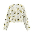 thumbnail image 1 of Xoenoiee Bee Honeycomb Print Girls Sweatshirt Kids Long Sleeve Oversized Fashion Pullover Crop Tops Fall Clothes, 13-14 Years, 1 of 7