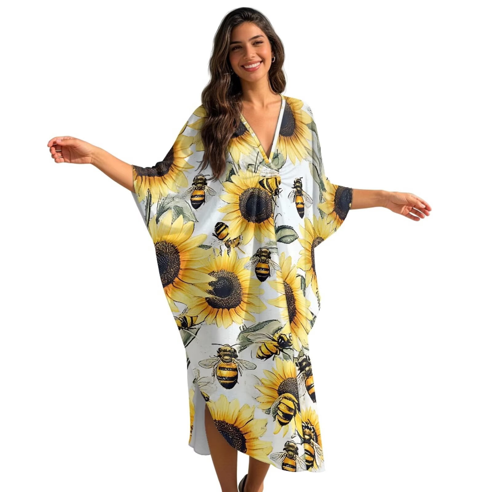 momo dress Momo Dress for Women Ethnic Print Caftan Dress Vneck Plus Size Rayon Dress Mumu Dresses Side Split Coverup Dress (Print0,One Size) at Amazon Women's Clothing store