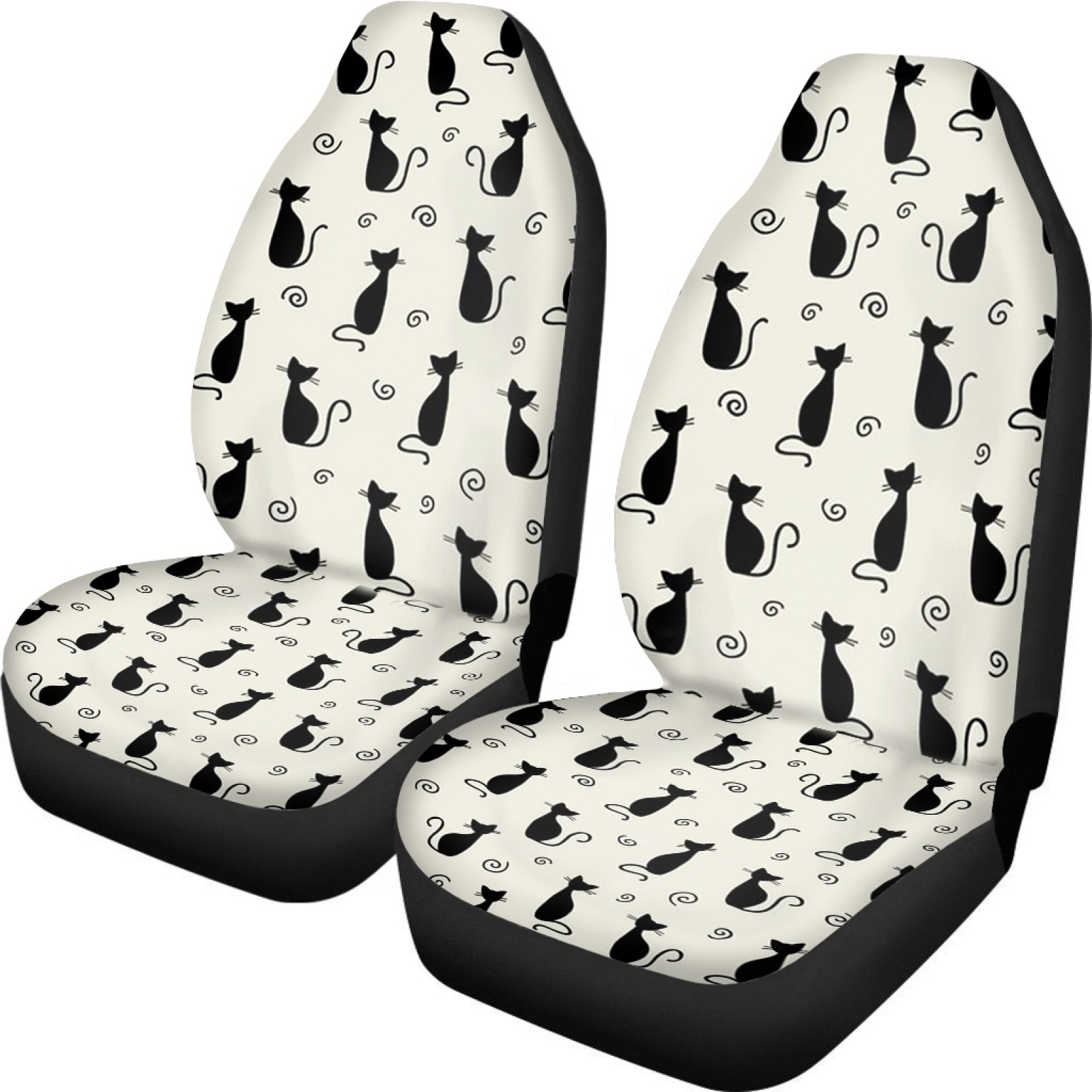 Xoenoiee Black Cat Print Car Seat Covers Front Seat Only, Car
