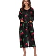 thumbnail image 1 of Xoenoiee Black Cherry Print Womens Robe Long Zipper Front Bathrobe Full Length Housecoat Soft Nightgown Sleepwear Nightdress for Ladies, Size L, 1 of 7