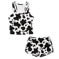 thumbnail image 1 of Xoenoiee Black Cow Print Girls Tankini Swimsuit 2 Piece Bathing Suits Swimwear for Girls Round Neck Swim Tank Top with Bottoms, Size 12-13 Years, 1 of 7