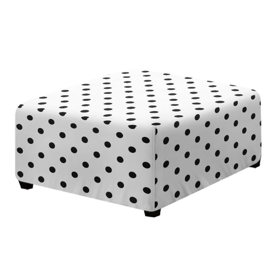 Xoenoiee Black Dot Print Ottoman Cover Waterproof Square Ottoman Covers Thick Slipcover for Living Room, Washable Storage Footstool Furniture Protector for Dogs, Pets, L