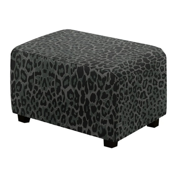 Xoenoiee Black Leopard Print Ottoman Cover Stretch Soft Fabric Slipcover Rectangle Footrest Washable Sofa Slipcovers Removable Stool Cover Footstool Protector Covers, S
