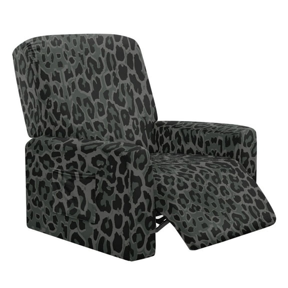 Xoenoiee Black Leopard Print Recliner Chair Cover Stretch Sofa Slipcover Sofa Cover 4-Pieces Furniture Protector Couch Cover with Elastic Bottom