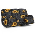 thumbnail image 1 of Xoenoiee Black Leopard Sunflower Print Recliner Cover, 8-Pieces Stretch Reclining Couch Covers with Pockets Reclining Sofa Slipcovers 3 Seater Soft Washable Furniture Protector for Dogs Cats, 1 of 7