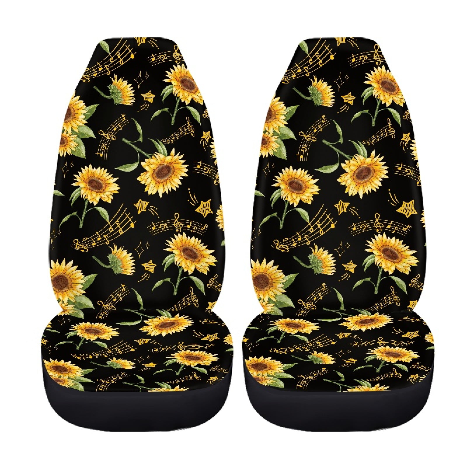 Xoenoiee Black Music Notes Print Set of 2 Car Seat Covers Universal ...