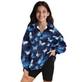 thumbnail image 1 of Xoenoiee Blue Butterfly Print Girls Quarter Zip Pullover Oversized Tunic Sweatshirt Drop Shoulder Long Sleeve Shirt Sweater for Kids Teens, 13-14 Years, 1 of 7