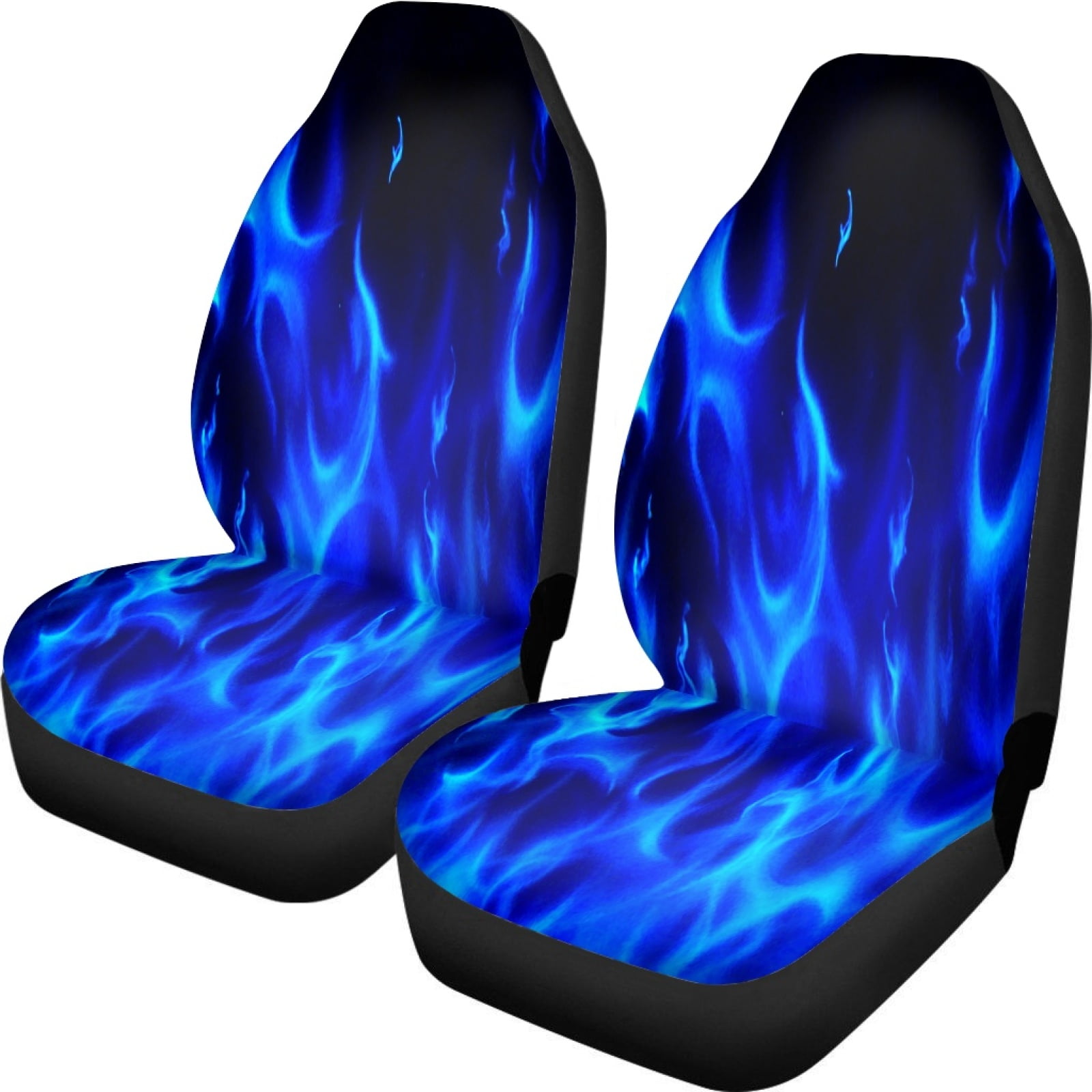 Xoenoiee Blue Fire Print 2 Pcs Front Car Seat Cover Vehicle Seat