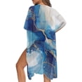thumbnail image 1 of Xoenoiee Blue Golden Marble Pattern Womens Beach Cover Up Kimono Short Sleeve Swimsuit Coverup Open Front Cardigan Summer Swimwear for Beach Travel Water Activitiesty, 1 of 7