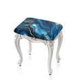 thumbnail image 1 of Xoenoiee Blue Marble Print Stool Covers Square Stretch Rectangle Bar Stool Covers Jacquard Vanity Stool Cover with Elastic Stool Seat Protector for Bathroom, 2 Pack, 1 of 6