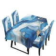 thumbnail image 1 of Xoenoiee Blue Marble Print Tablecloth Chair Cover Set, Washable Table Cloth with Parsons Chair Slipcovers Protective Set of 4 for Home Restaurant Banquet (5 PCS), 1 of 6
