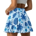 thumbnail image 1 of Xoenoiee Blue Palm Tree Plumeria Flower Print Tennis Skirts for Women High Waisted Golf Skirt with Pockets Pleated Athletic Skorts Mini Pickleball Outfits, L, 1 of 6