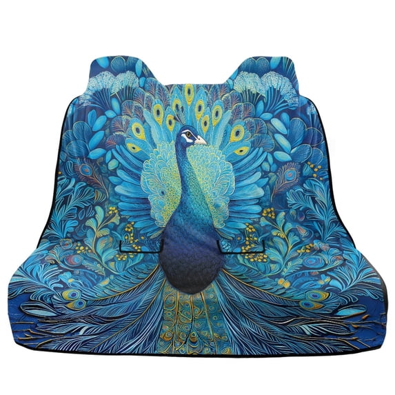 Xoenoiee Blue Peacock Print Dogs Car Seat Cover for Back Seat, Washable Bench Seat Covers Nonslip Backseat Cover Protector Car Interior Accessories for Truck SUV Van