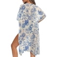 thumbnail image 1 of Xoenoiee Blue Peony Flower Pattern Cardigan for Women Short Sleeve Lightweight Kimono Cardigan Loose Fit Beach Cover Up 2026 Summer Clothes, 1 of 7