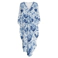 thumbnail image 1 of Xoenoiee Blue Rooster Chicken Peony Flower Pattern Kaftan Dresses for Women Plus Size Summer Bathing Suit Cover up V Neck Batwing Dress Loose fit Moroccan Caftan Mumu Dresses, 1 of 7