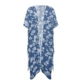 thumbnail image 1 of Xoenoiee Blue Rose Flower Print Women's Swimwear Cover Ups, Loose Kimono Coverups Half Sleeve Bikini Cover Up Casual Beach Cover Ups for Summer Beach, 1 of 7