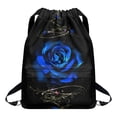 thumbnail image 1 of Xoenoiee Blue Rose Print Drawstring Backpack for Men Women, Waterproof Gym Bag Sackpack Sports Bag Draw String Backpacks for Cycling Basketball Soccer Yoga, 1 of 8