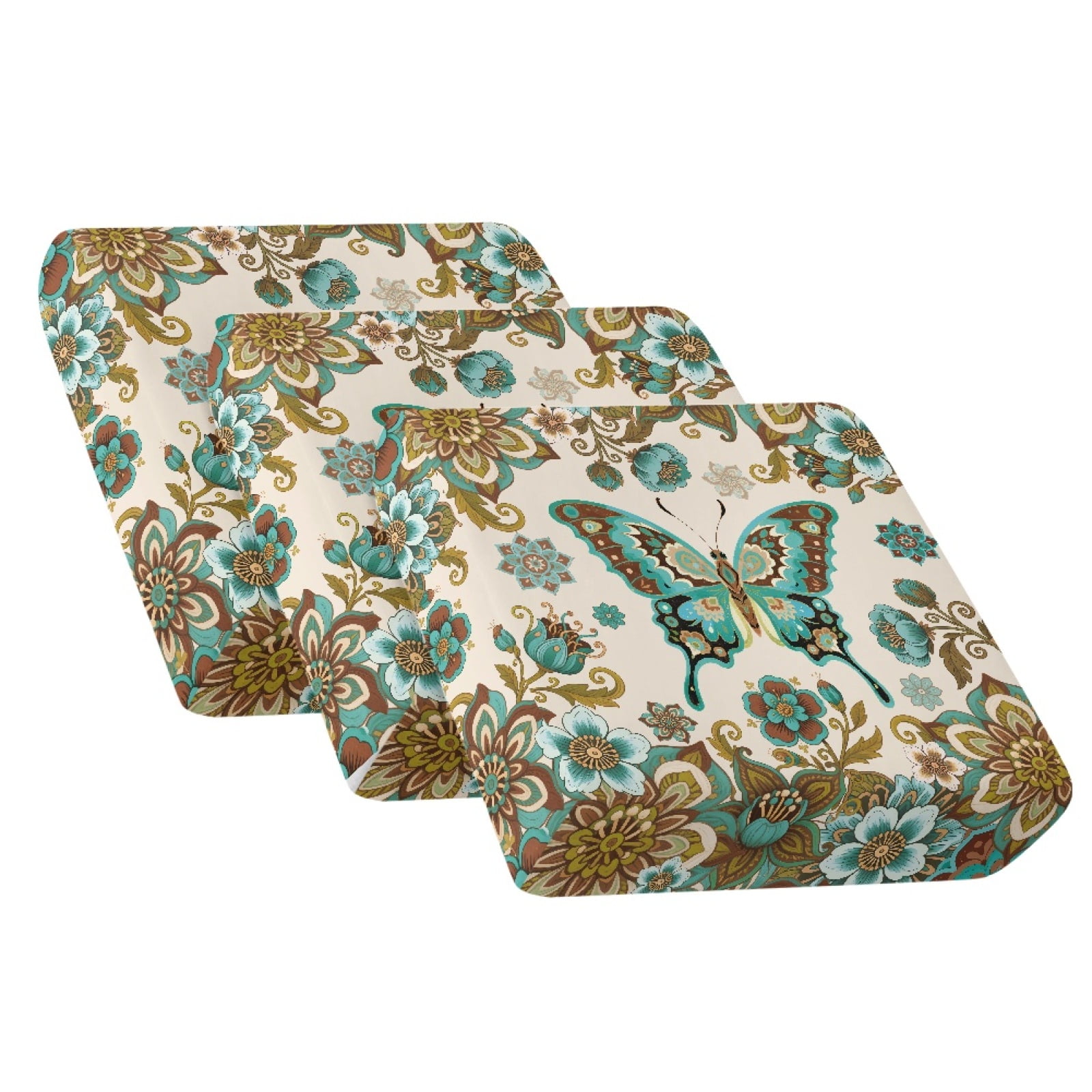 Xoenoiee Boho Butterfly Flower Print Individual Couch Cushion Covers, Washable Sofa Covers for Seat Cushions, Stretch Fit Couch Slipcovers for Sectional and L Shaped Sofas