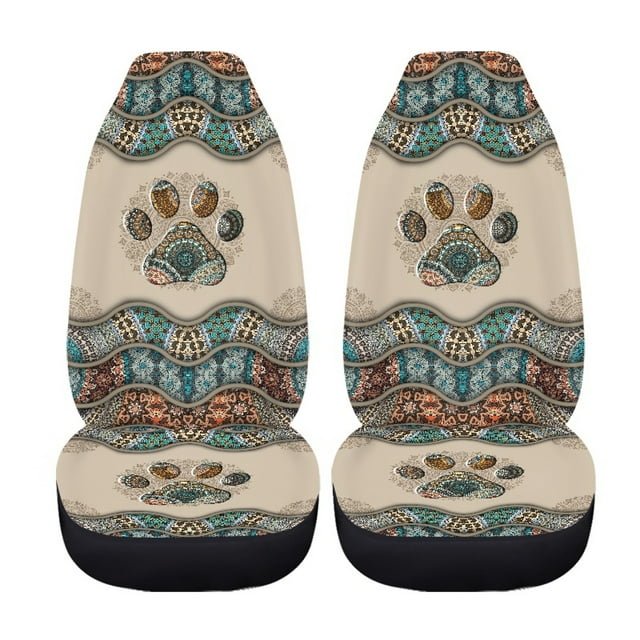Xoenoiee Boho Dog Paw Print Car Seat Covers, Bucket Seat Protector