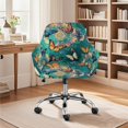 thumbnail image 1 of Xoenoiee Boho Mandala Butterfly Pattern Velvet Curved Back Dining Room Chair Cover with Arms Stretch Swivel Bar Stool Chair Slipcover, Removable Vanity Kitchen Office Desk Armchair Protector Covers, 1 of 7