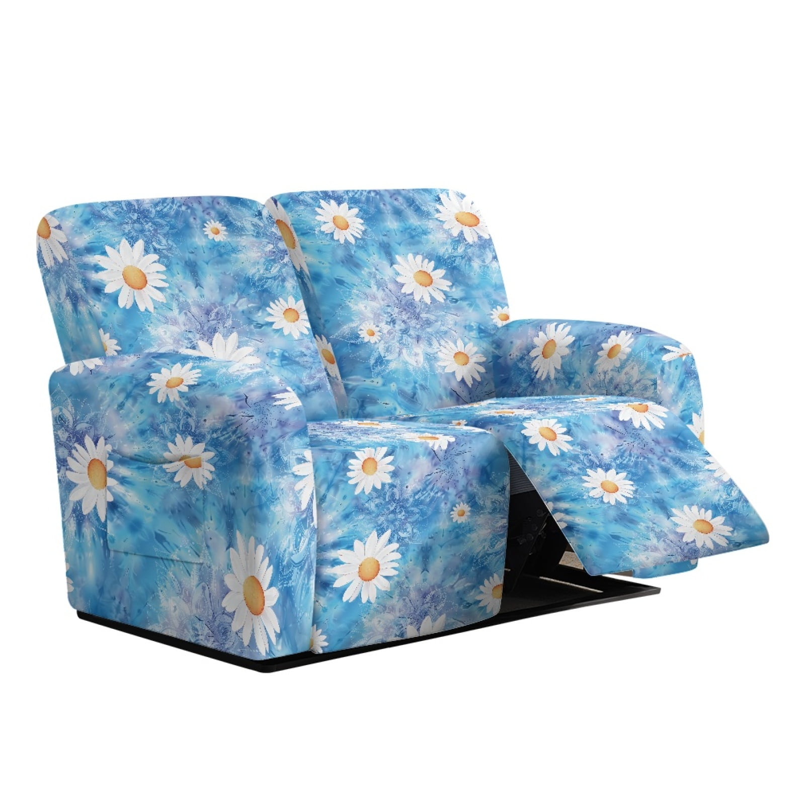 Xoenoiee Boho Mandala Daisy Flower Print 6 Pieces Stretch Recliner Loveseat Covers stretchy Fabric Slipcovers Waterproof Furniture Protectors with Elastic Bottom for Kids and Pets