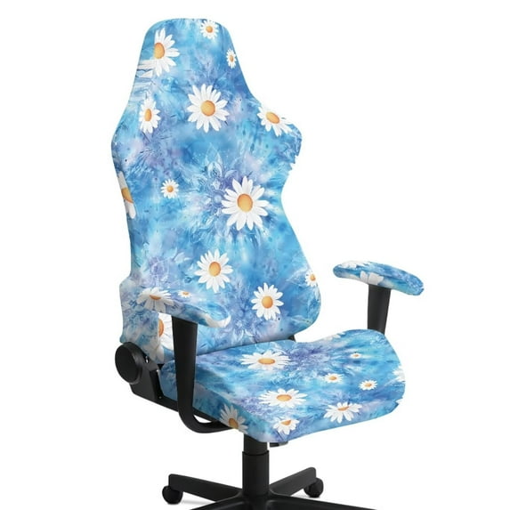 Xoenoiee Boho Mandala Daisy Flower Print Stretch Gaming Chair Cover with Armrest Cover, Soft Computer Chair Cover Dust Protection Rotating Desk Chair Protector Cover for Office Computer Racing Seat