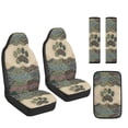 thumbnail image 1 of Xoenoiee Boho Mandala Dog Paw Pattern 5 Pieces Leather Car Interior Accessories, Includes Auto Seat Covers, Seat Belt Pads, Center Console Pad Fit for Most Cars, Vehicles, SUVs, 1 of 7