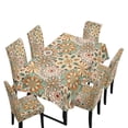 thumbnail image 1 of Xoenoiee Boho Mandala Flower Pattern 7 Pieces Set Tablecloth and Chair Covers for Banquet Party Decor Washable Rectangle Table Cloth and Dining Chair Slipcovers for Dining Room, 1 of 5