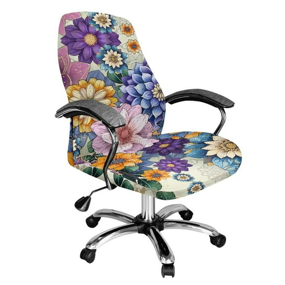 Xoenoiee Boho Mandala Flower Print Office Chair Cover Stretchable Computer Chair Cover Desk Chair Cover Universal Rotating Chair Slipcover High Back Chair Seat Protector, S