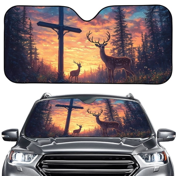Xoenoiee Boho Mandala Hummingbird Print Sun Shade for Car Windshield Foldable Front Window Sun Visor Reflective Fabric Blocks UV Rays and Sun, Automotive Interior Protection for Cars, Trucks, SUVs