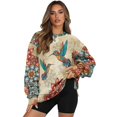 thumbnail image 1 of Xoenoiee Boho Mandala Hummingbird Print Women Pullover Sweatshirt Long Sleeve Jacket Oversized Sweatshirts Warm Fuzzy Sweaters Outerwear with Side Pockets, Size L, 1 of 7
