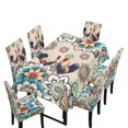 thumbnail image 1 of Xoenoiee Boho Mandala Rooster Chicken Pattern Tablecloth Set with 6 Chair Covers, Rectangle Tablecloth and Seat Protector Slipcovers for Family Dinners & Holiday Parties, 1 of 6