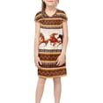 thumbnail image 1 of Xoenoiee Boho Tribal Horse Printed Short Sleeve Summer V-Neck Skater Dress for Kids Casual Comfy Loose Lightweight Tee Dresses Beach Cover Up Playwear, Size 7-8 Years, 1 of 6