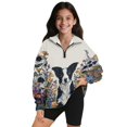 thumbnail image 1 of Xoenoiee Border Collie Flower Print Girls Half Zip Sweatshirt Fall Loose High Neck Pullover Tops Stand Collar Sweatshirt Outerwear, Size 7-8 Years, 1 of 7