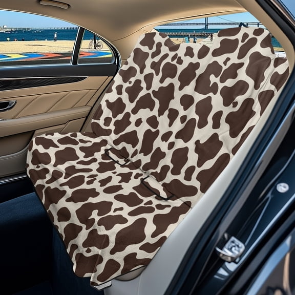 Xoenoiee Brown Cow Pattern Rear Bench Towel Seat Covers, Heavy-Duty Back Seat Cover for Dogs, Waterproof Car Seat Cover, Non-Slip Back Seat Protector Fits Cars, SUVs, Trucks