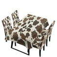 thumbnail image 1 of Xoenoiee Brown Cow Print Rectangle Christmas Tablecloth Chair Cover Set Table Covers 82x55 Inches Table Cloth 4 Pieces Chair Cover for Kitchen Dining Room Decorative, 1 of 6