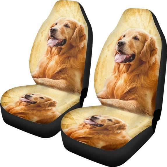Xoenoiee Brown Golden Retriever Dog Print Car Seat Covers Front Seat Only, Cute Car Accessories Auto Seats Protectors Seat Mat Cover for Trucks SUV Vans Car