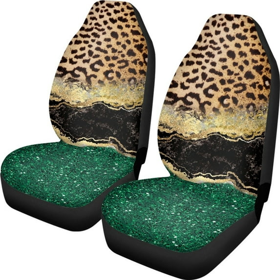 Xoenoiee Brown Leopard Marble Texture Print Car Seat Covers Full Set of 2 Vehicle Front Seats Covers Washable Car Accessories Bucket Seat Cover Car Front Seat Covers
