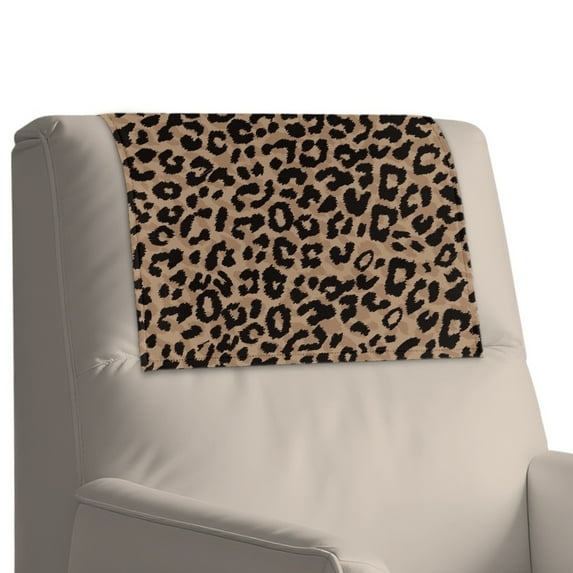 Xoenoiee Brown Leopard Print Non Slip Headrest Cover for Furniture Slipcovers, Leather Headrest Protector for Recline Chair Head Protector with Hook & Loop Tape, 1 Pack