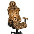 thumbnail image 1 of Xoenoiee Brown Leopard Print Stretchable Gaming Chair Cover, Washable Anti-Scratch Slipcover with Armrest Protection, Cat Scratch Proof for Office and Computer Chairs, 1 of 7