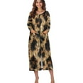 thumbnail image 1 of Xoenoiee Brown Leopard Print Women Zipper Robe Long Sleeve Loungewear Dress Full Length Sleepwear Pockets Housecoat Nightgown Long Bathrobe, Size 4XL, 1 of 7