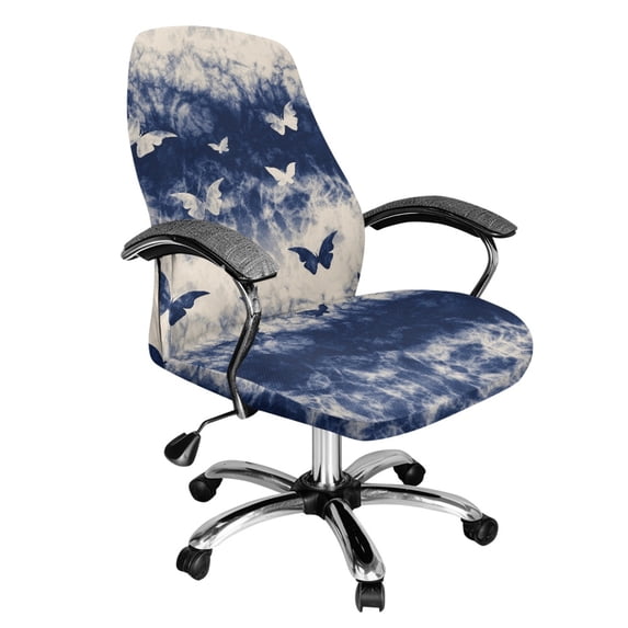 Xoenoiee Butterflt Tie Dye Print Computer Office Chair Covers, Soft Fit Universal Desk Rotating Chair Slipcovers, Removable Washable Anti-Dust Spandex Chair Protector Cover, S