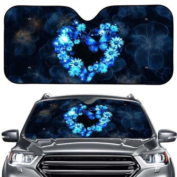 Xoenoiee Butterfly Daisy Heart Pattern Car Windshield Sun Shade Auto Front Window Covers Sun Visor Protector Foldable Blocks UV Rays Sunshade Shield for Car Accessories